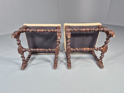 2 Baroque Dining Chairs in Oak Barley Twist H Stretchers Antique EB11425 VDIN14