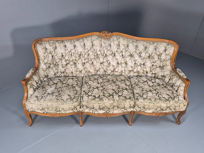 Vintage Danish Rococo Revival Floral upholstered 3 Seat Sofa EB9631 V3SS - UKDK FURNITURE