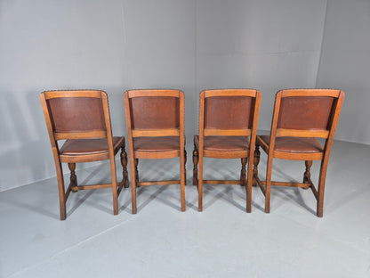 4 1930s Dining Chairs Oak and Rexine British EB11010 VDIN10