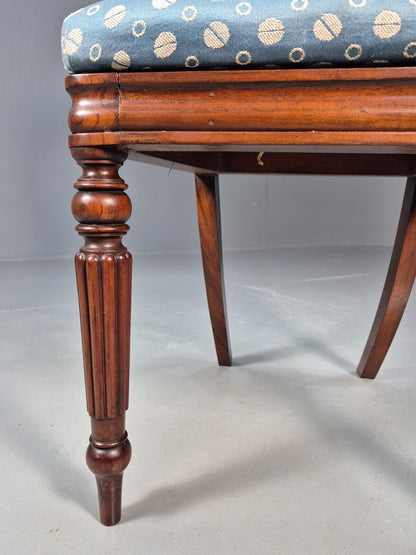 Vintage Dining Chair Blue Cotton Mahogany Victorian Antique EB8689 VDIN - UKDK FURNITURE
