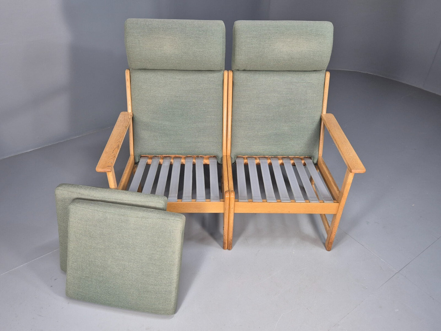 Modular 2 Seater Sofa Light Green Hans Wegner Style Vintage Danish EB9262 M2SS - UKDK FURNITURE