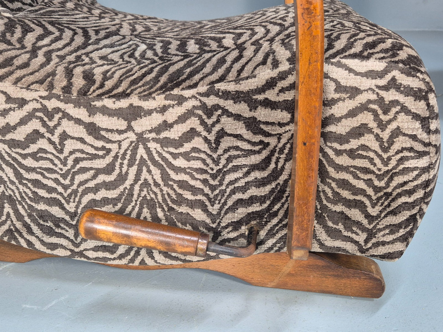 2 Art Deco Rocking Chairs New Zebra Pattern Upholstery Vintage 1940 EB10921 VCAR13