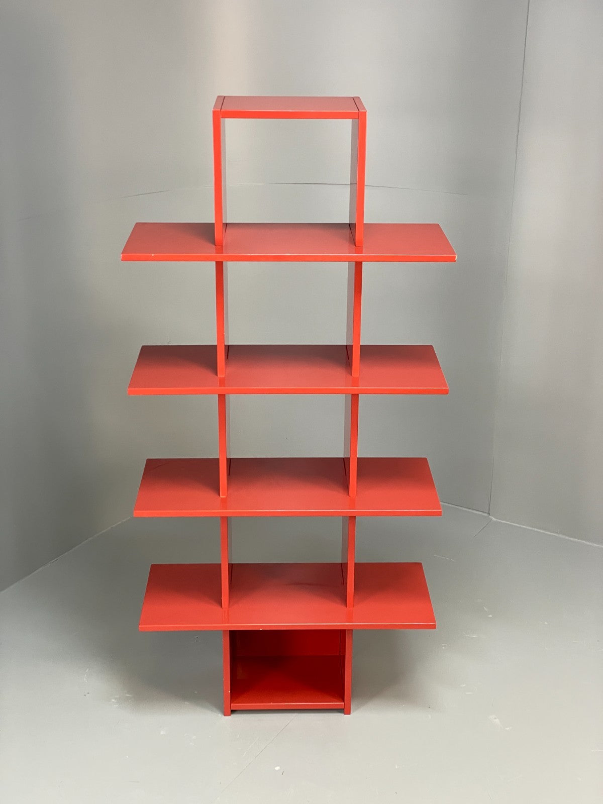Red Bookcase Vinyl Storage - Postmodern 1980s Style Gloss Laminate EB10949 MWOO0