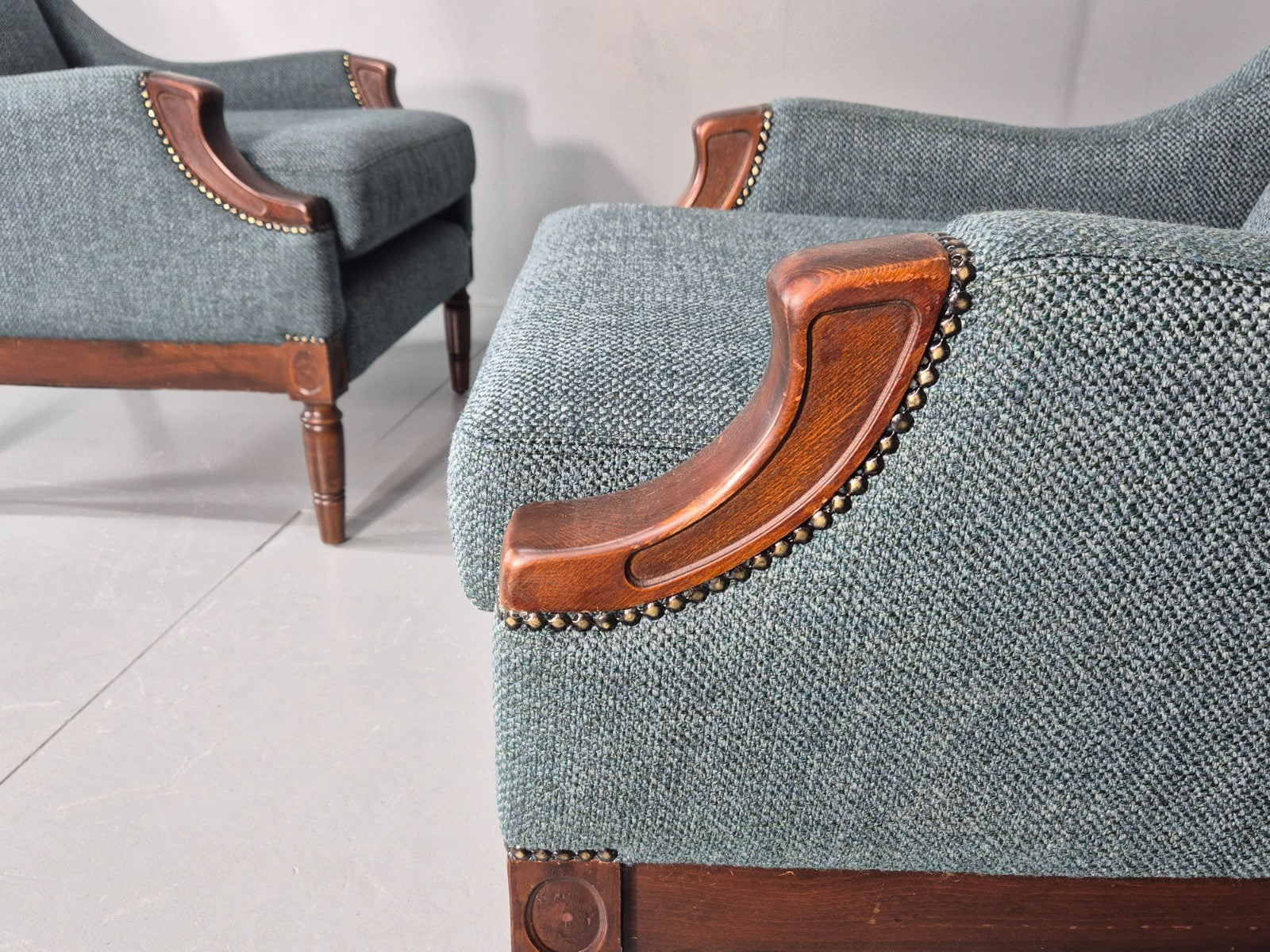 2 Vintage regency Style Armchairs 1970s Danish New Upholstery  EB11135 VCLO18