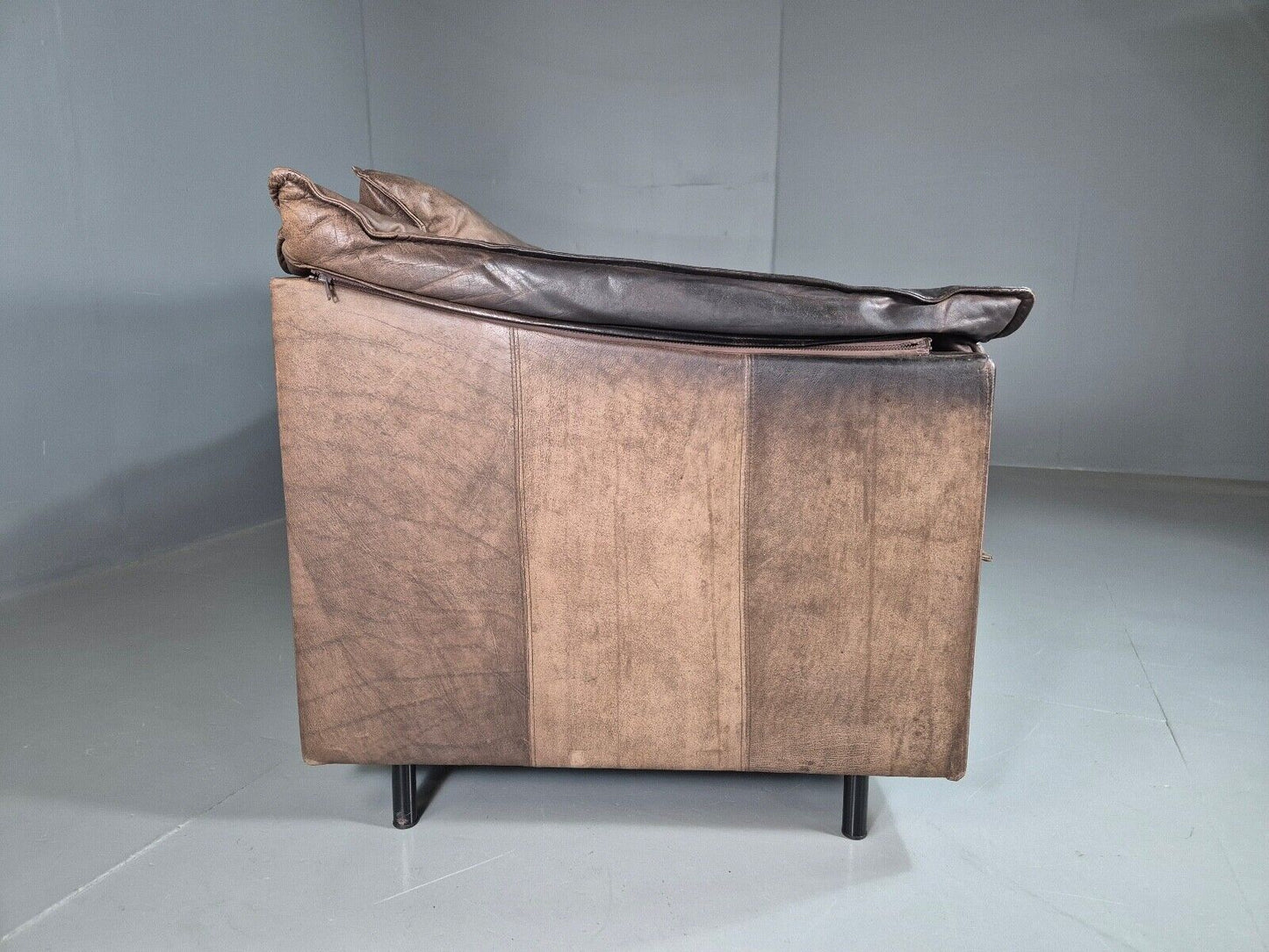 Vintage Danish 3 Seat Sofa Brown Leather 1980s Retro EB7506 M2SS - UKDK FURNITURE