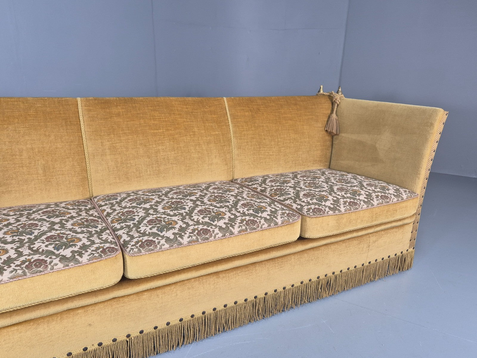 Three Seater Knole Sofa Vintage Danish 1960s Gold Velour Retro EB11432 V3SS14