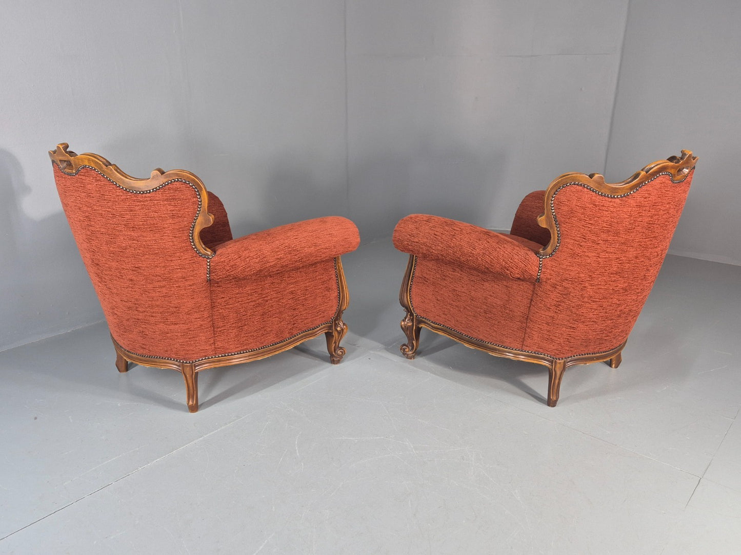 2 Vintage French Rococo Style Lounge Chairs Quality Reproduction  EB11659 VCLO14