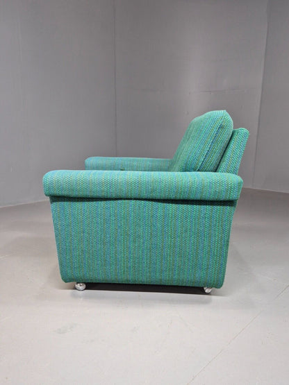 Vintage Danish Lounge Chair Blue Wool Retro MCM 1970s E8292 MNOR - UKDK FURNITURE