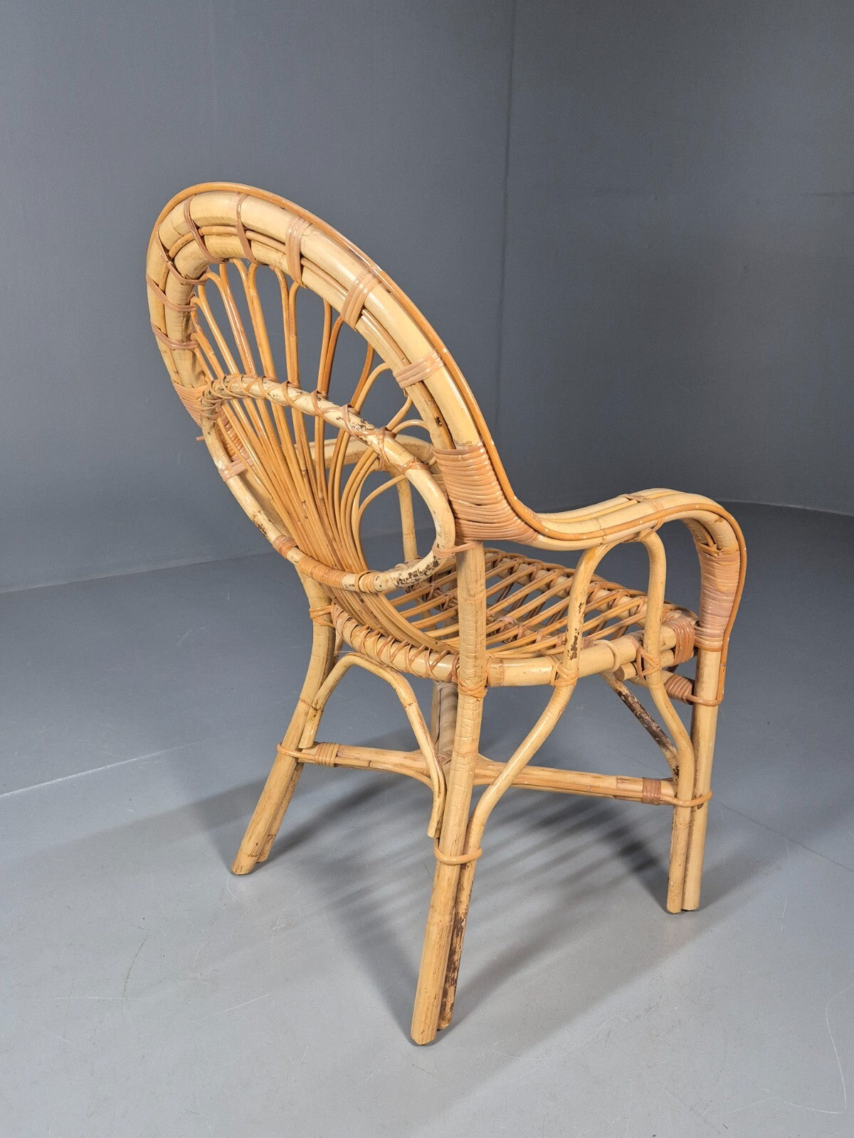 Vintage Cane Work Armchair Unusual Styling 1970s Retro EB9688 VBER - UKDK FURNITURE