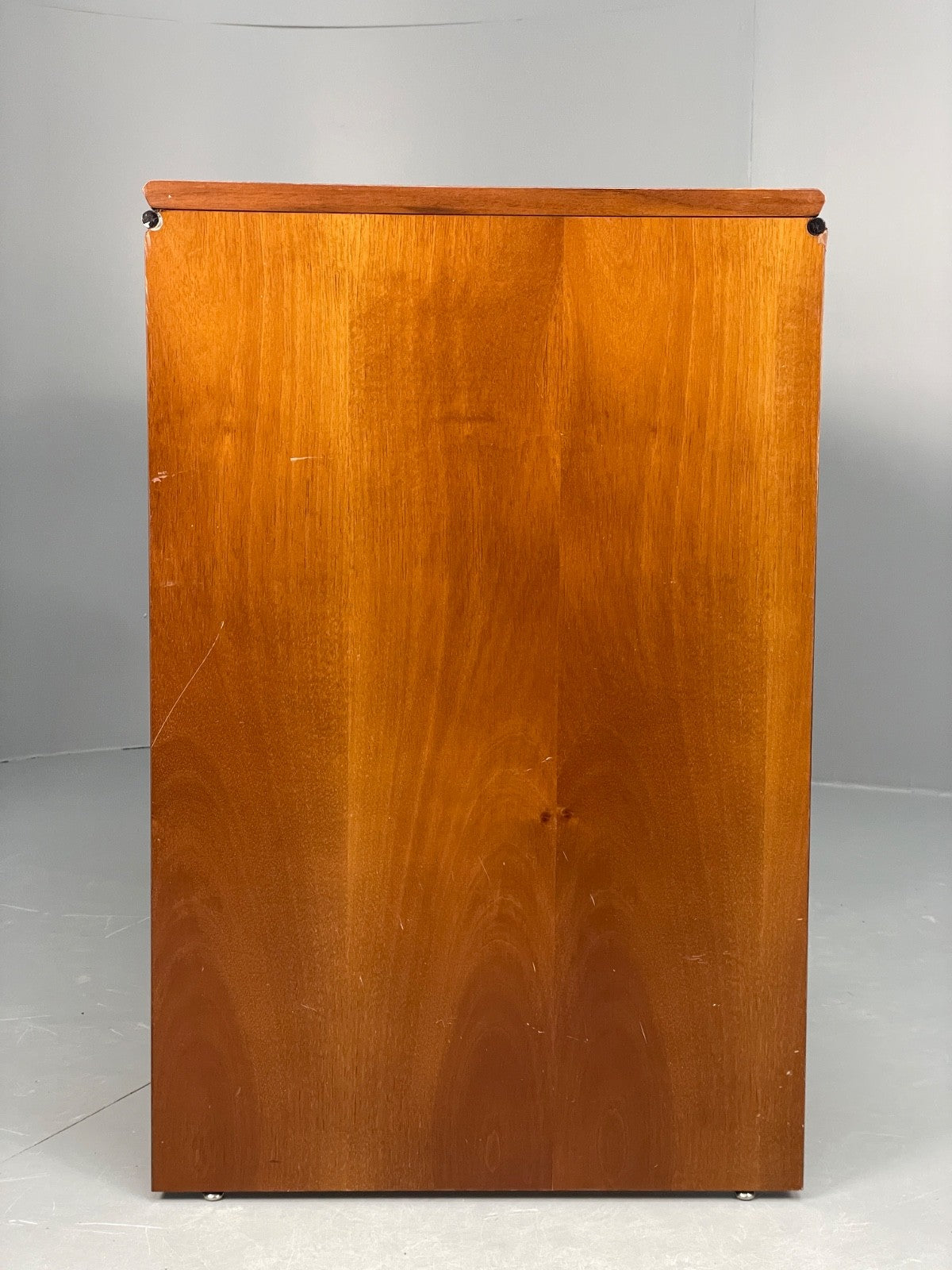 Vintage 1980s Cherry Desk Three Drawers Ball Feet Post Modern EB11058 MWOO22