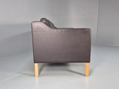 Mid Century Two Seater Sofa Danish Brown Leather Mogensen Vintage  EB10107 M2SS11