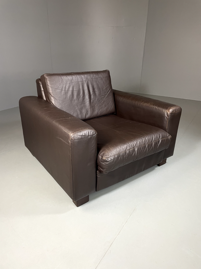 Danish Leather Lounge Chair Vintage 1970s Retro MCM EB5406 MNOR0