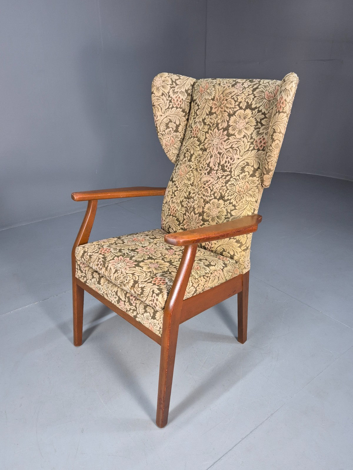 Vintage Parker Knoll Wingback Armchair 1960s Floral Print Retro EB10426 MNOR0