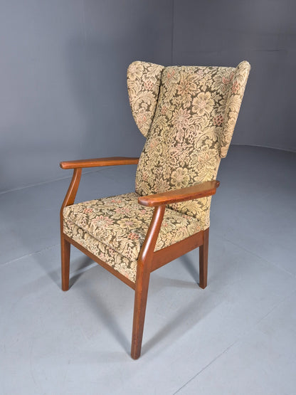Vintage Parker Knoll Wingback Armchair 1960s Floral Print Retro EB10426 MNOR0