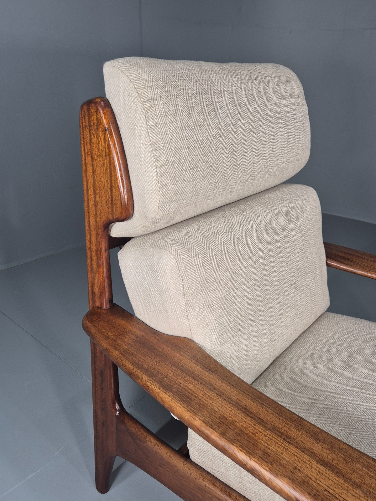 Vintage Mid Century Teak Lounge Chair Danish 1970s New Upholstery EB11138 MNOR6