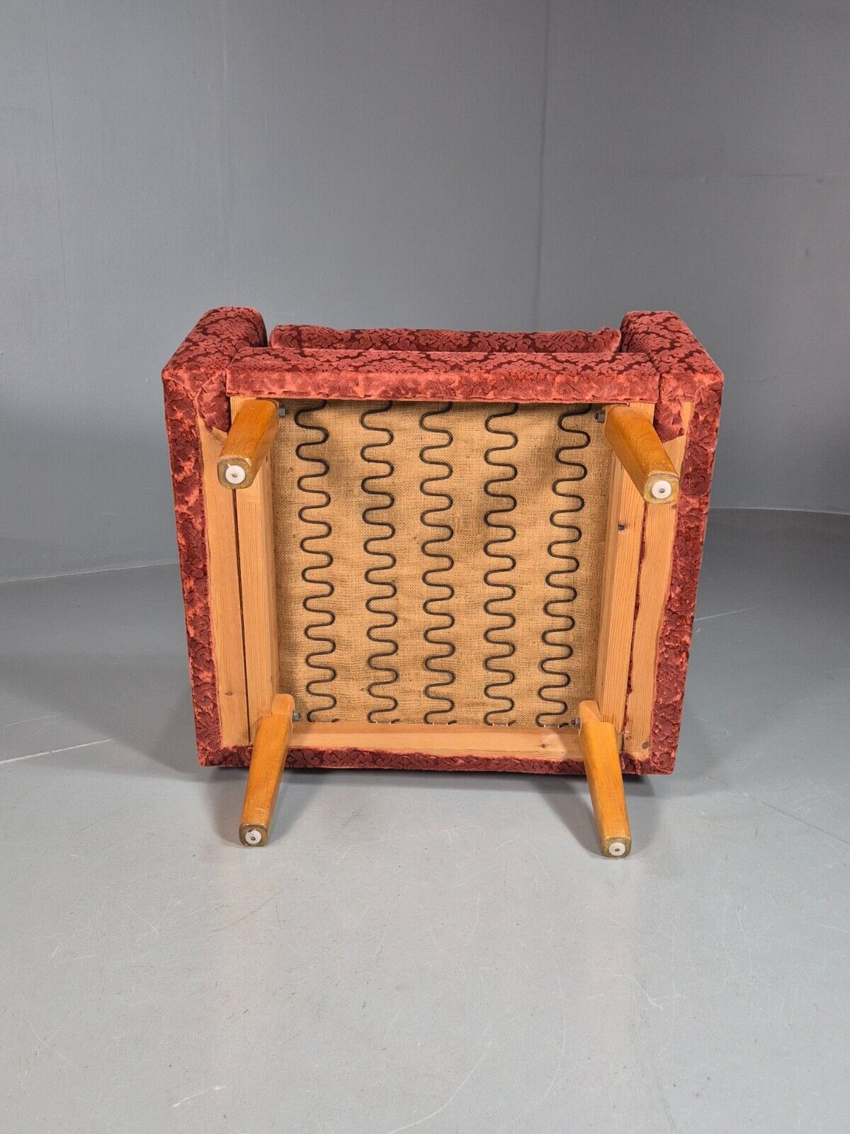 Vintage Swedish Lounge Chair Purple Moquette Teak Paws 1960s Retro EB7891 MNOR - UKDK FURNITURE