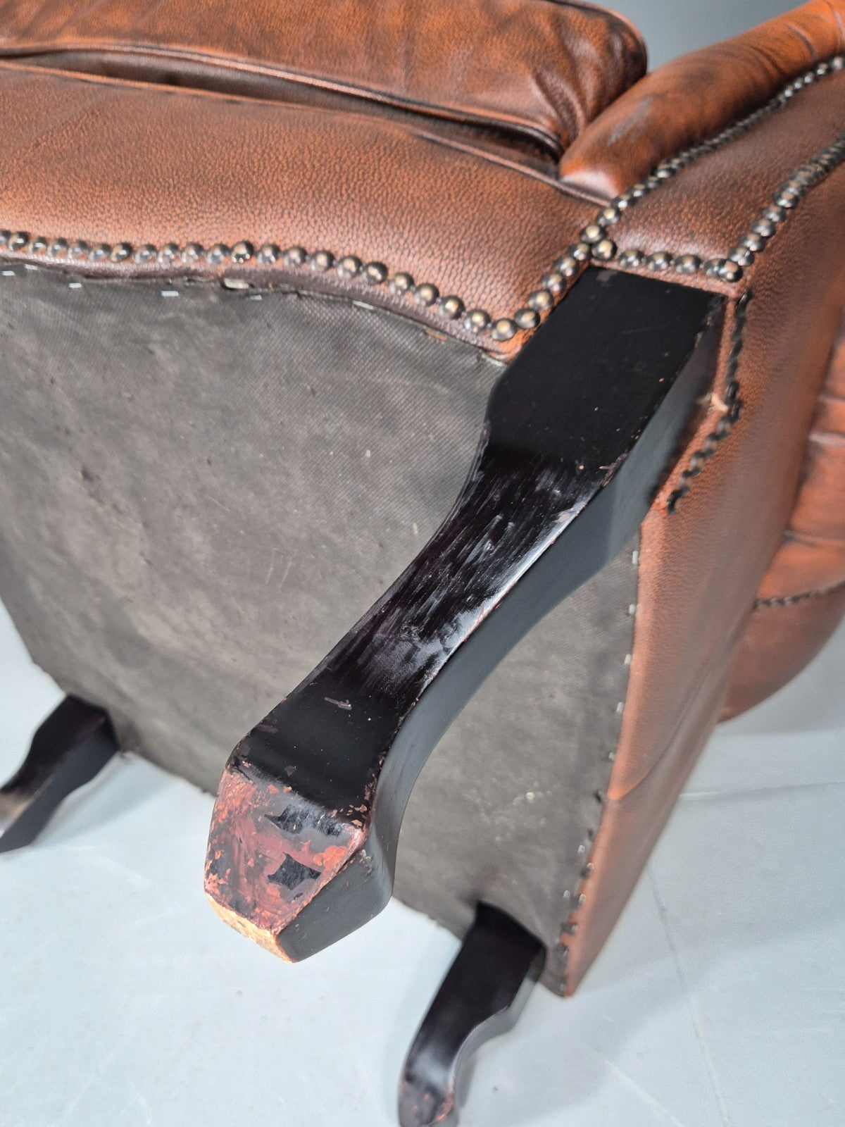 Vintage Leather Wing Back Club Chair  Denmark Chesterfield Style  EB10732 VLEA9