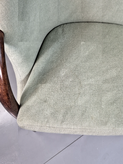 Vintage Danish Lounge Chair Green Faux Suede Stouby 1980s MCM Retro EB7185 MNOR14