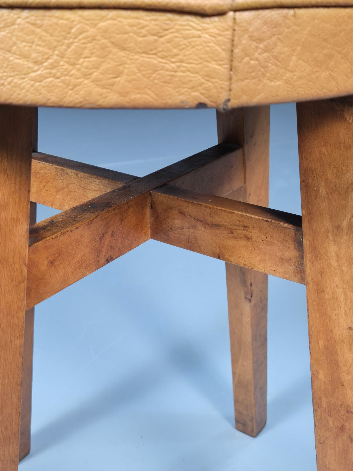 Vintage Mustard Vinyl Stool 1950s Mid Century EB9493 MFOO - UKDK FURNITURE