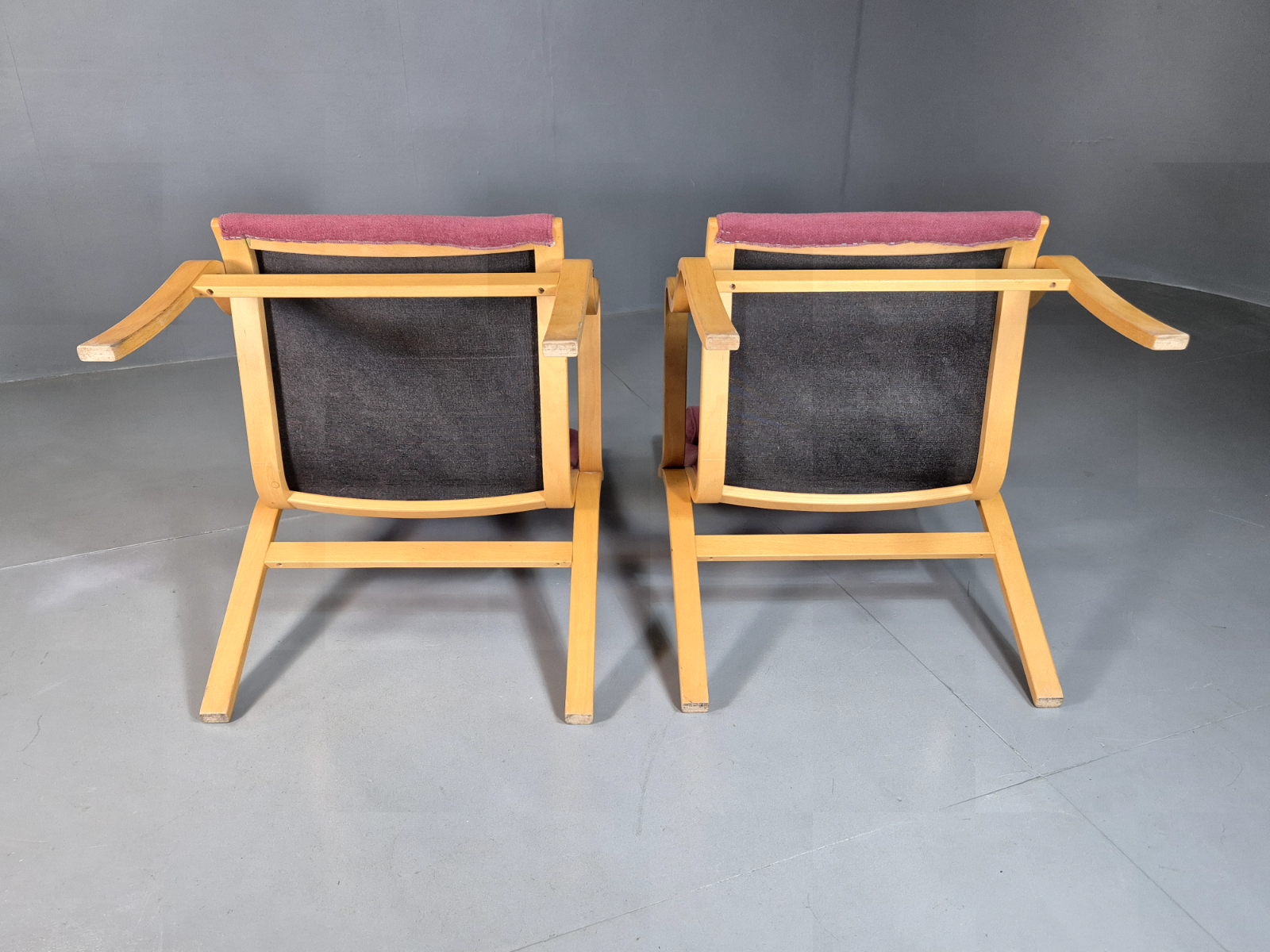 2 Vintage Danish Lounge Chairs Pink Bentwood Ostergaard Retro MCM EB7220 MBEN - UKDK FURNITURE