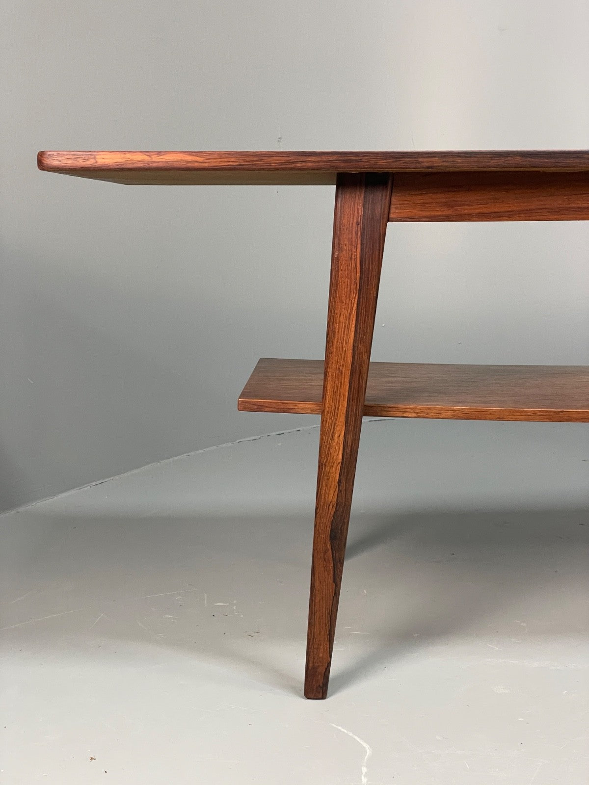 Curved 1960s Coffee Table Vintage Mid Century Danish With Shelf  EB10855 MWOO18