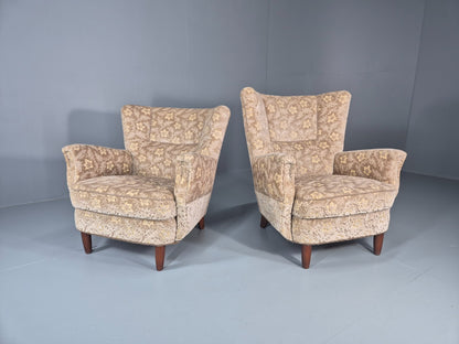 2 1950s Lounge Chairs Mid Century Danish Floral Moquette Retro  EB11318 MNOR0