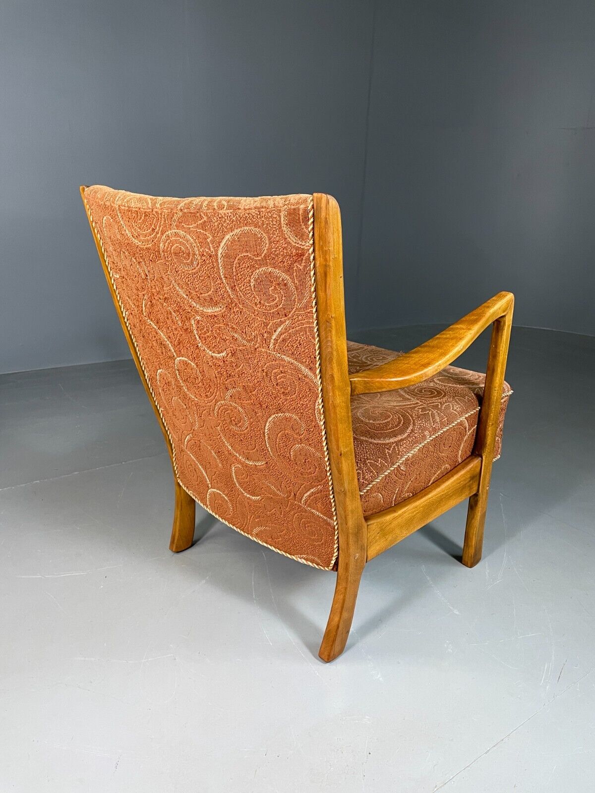 Vintage Danish Lounge Chair Beech Frame Floral Moquette Retro MCM EB6955 MNOR - UKDK FURNITURE