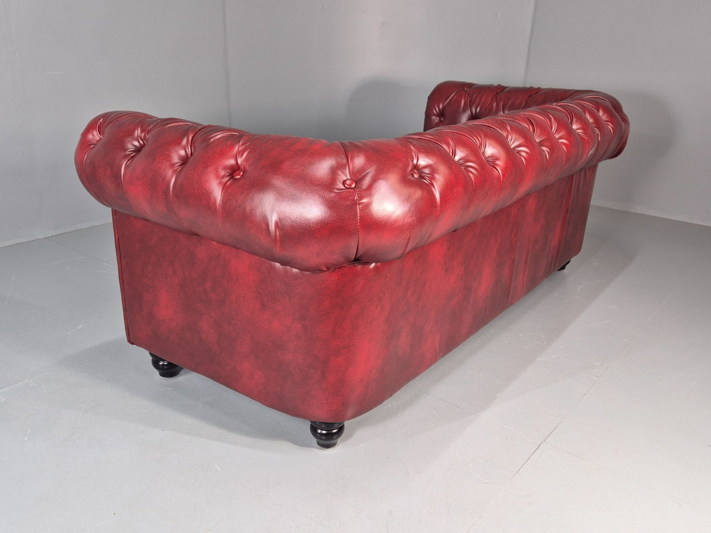 Vintage Vegan Chesterfield Red Vinyl Upholstery EB11665 VCHE18