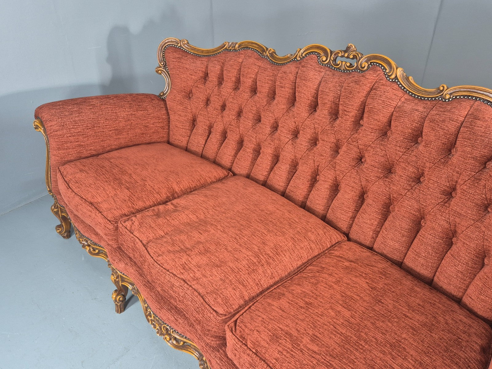 Vintage French Rococo Style Sofa 1970s Reproduction Quality  EB11661 V3SS19