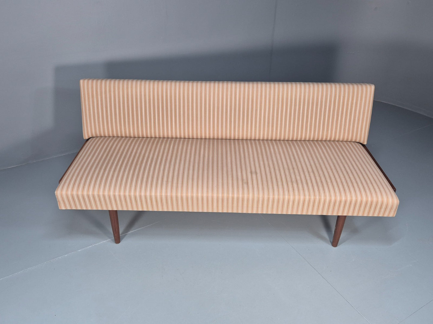Danish Mid Century Day Bed Teak and Striped Cotton 1960s Retro EB10408 M4SS2