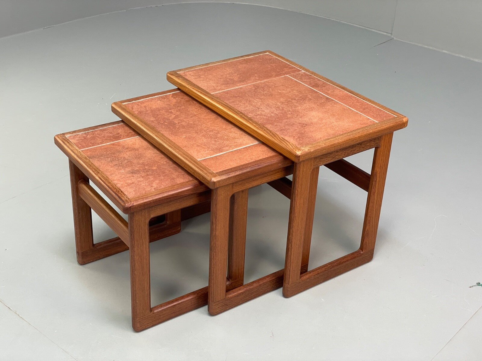 Vintage Teak Nesting Tables Tile Topped 1970s Retro Design EB9757 MWOO - UKDK FURNITURE
