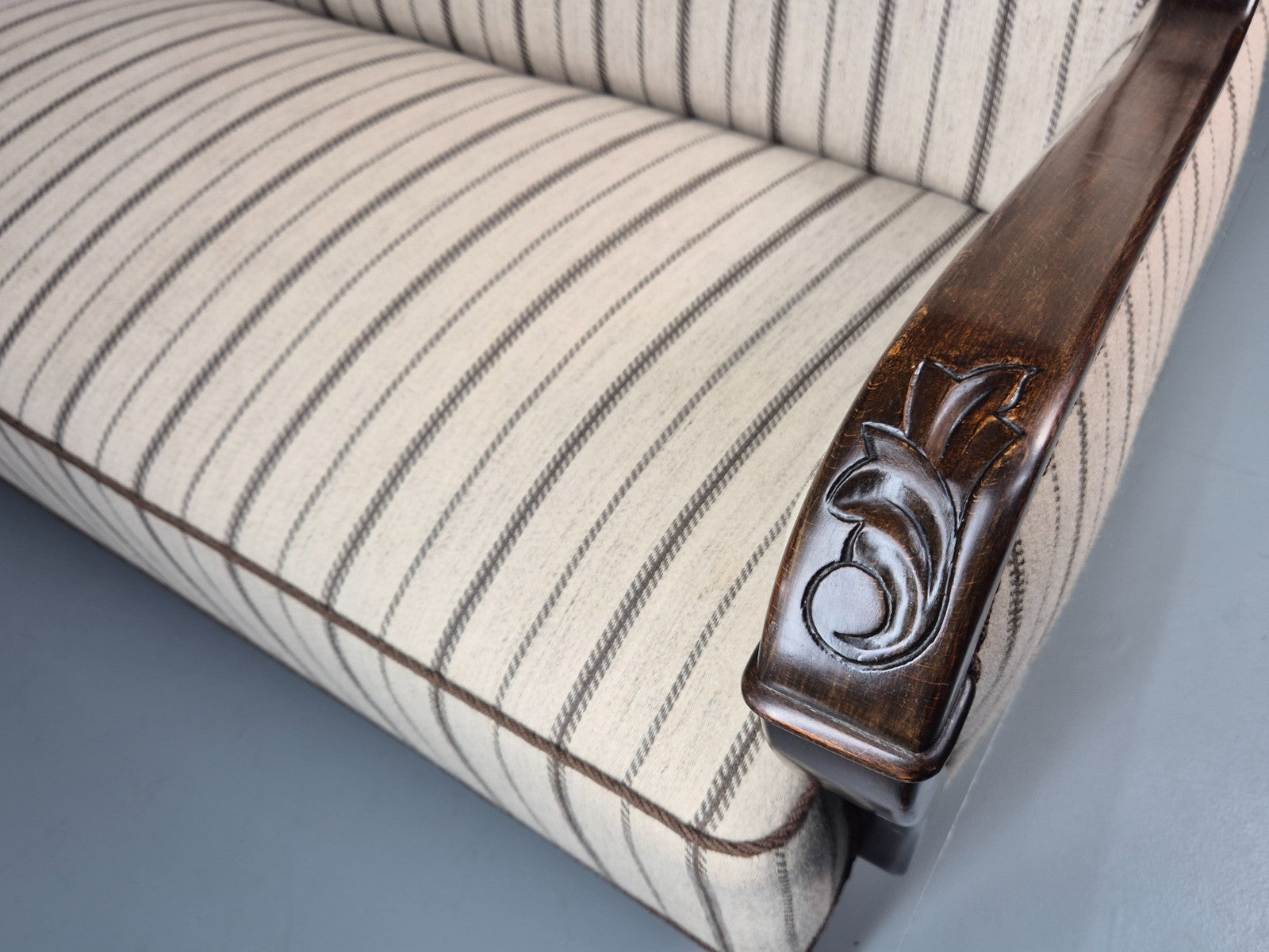 1950s Three Seater Settee Vintage Danish Cream and Grey Retro Deco EB11351 V3SS20