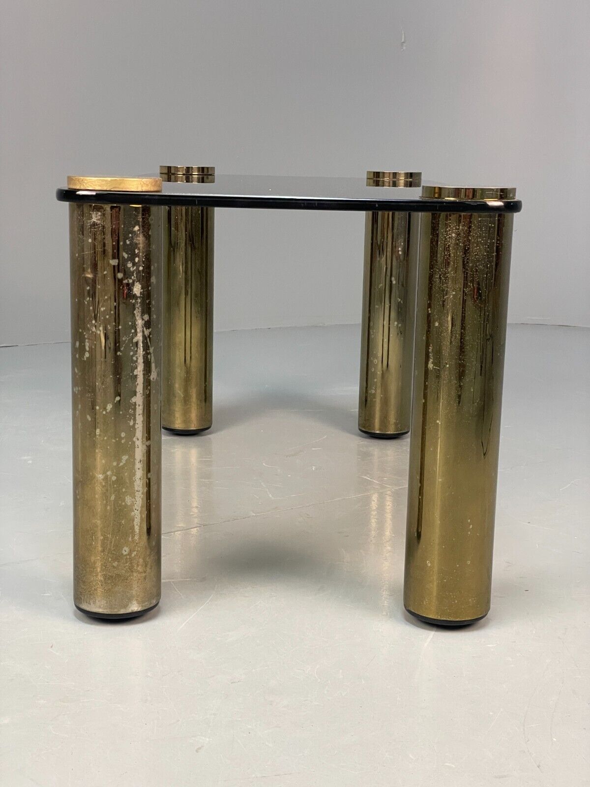 Vintage Rectangular Coffee Table Brass & Smoked Glass Zanuso Style EB8687 MWOO - UKDK FURNITURE