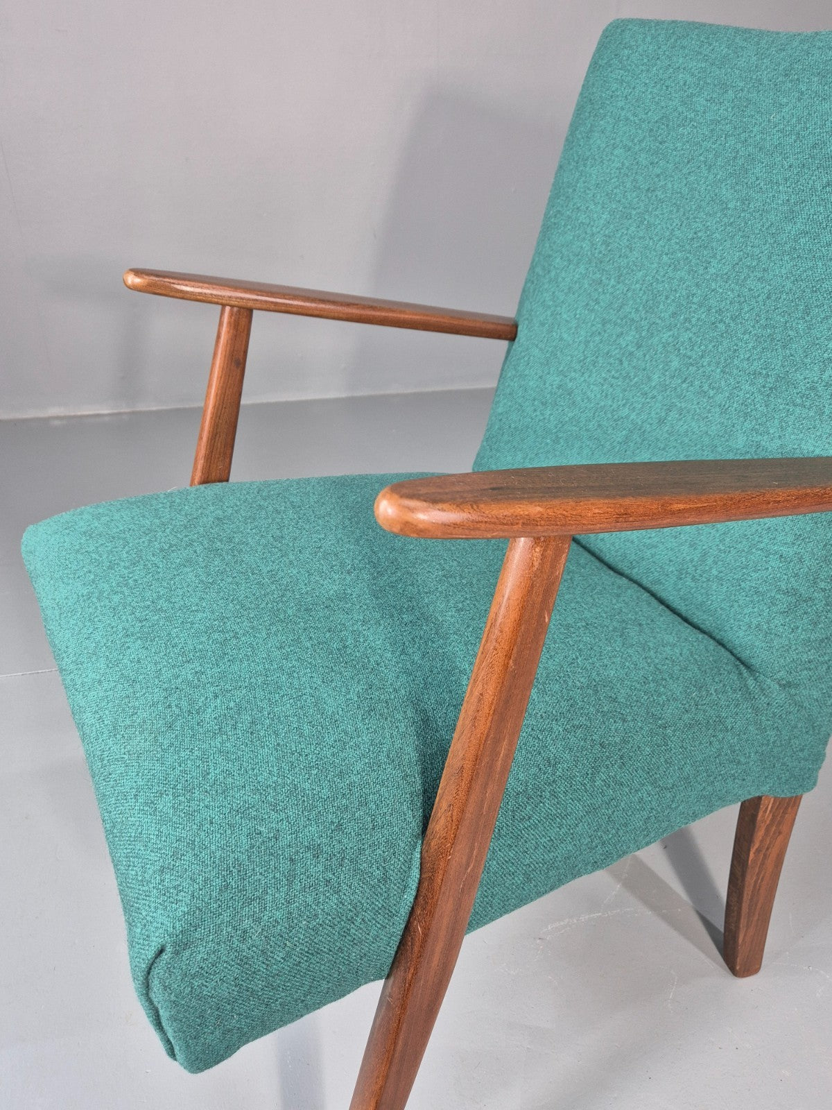 Vintage Mid Century Teak Lounge Chair New Upholstery Retro 1960s EB11814 MNOR12