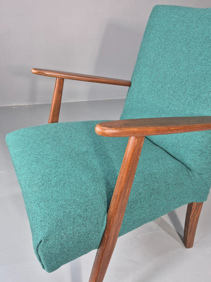 Vintage Mid Century Teak Lounge Chair New Upholstery Retro 1960s EB11814 MNOR12