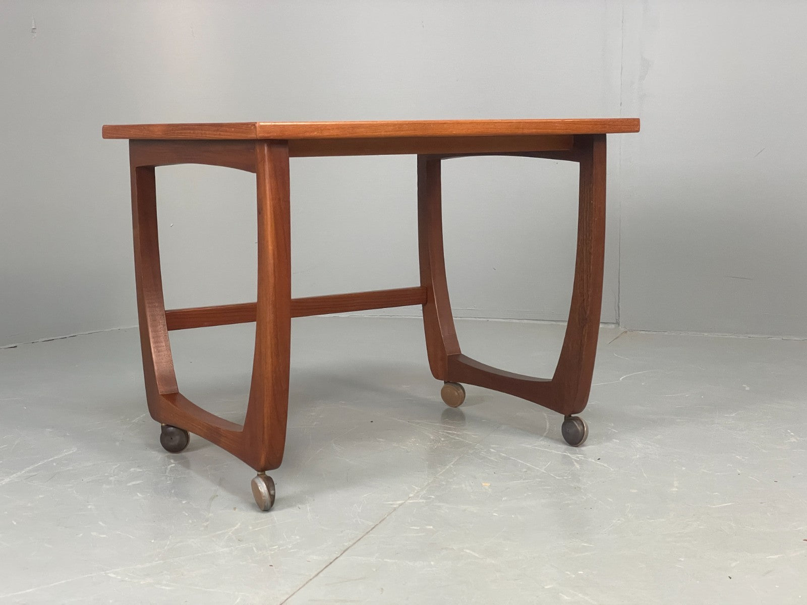 Vintage Teak Side Table On Castors 1970s Mid Century Modern EB10678 MWOO1