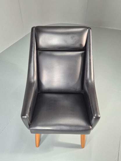 1960s High Back Lounge Chair Vintage Danish MCM Retro Teak Legs EB11330 MNOR3