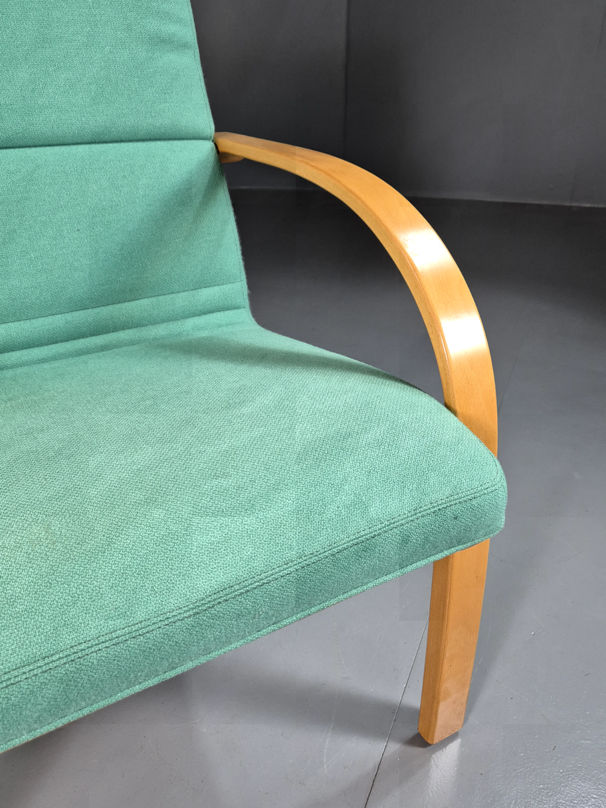 Vintage Danish Lounge Chair Mint Wool Bentwood 1980s Retro EB7217 MBEN4