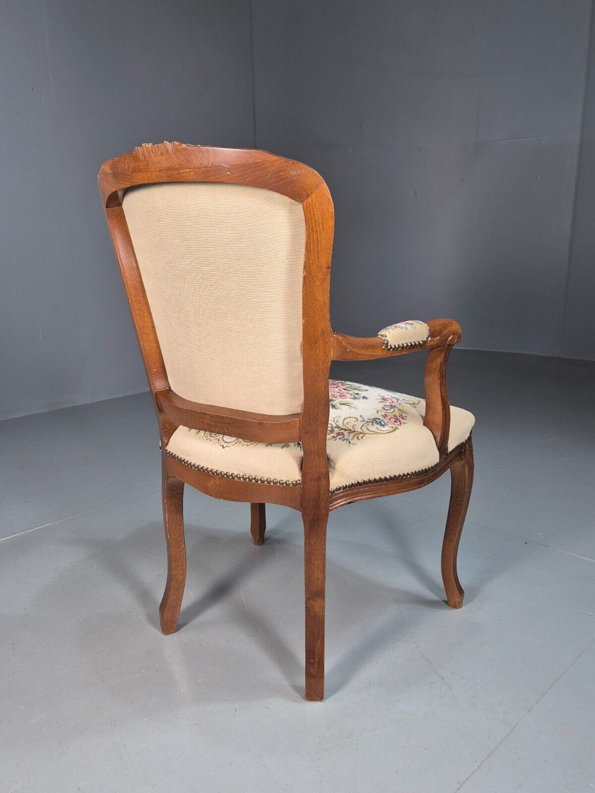 Vintage Danish Lounge Chair Fauteuil Floral Tapestry Hardwood Retro EB8083 VCAR - UKDK FURNITURE