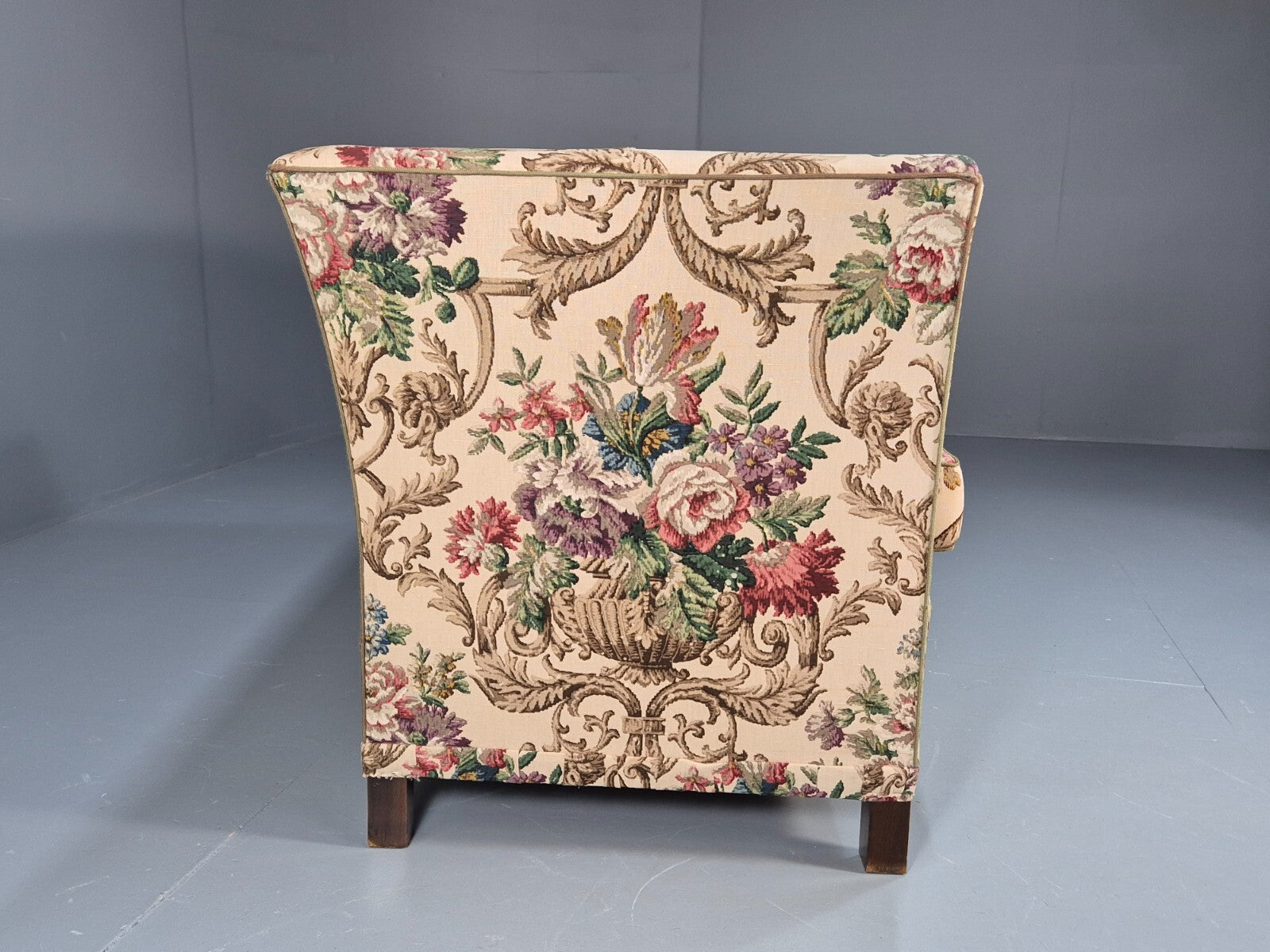 Vintage 1940s Danish 2 Seat Sofa Classical Floral Upholstery EB9659 V2SS - UKDK FURNITURE