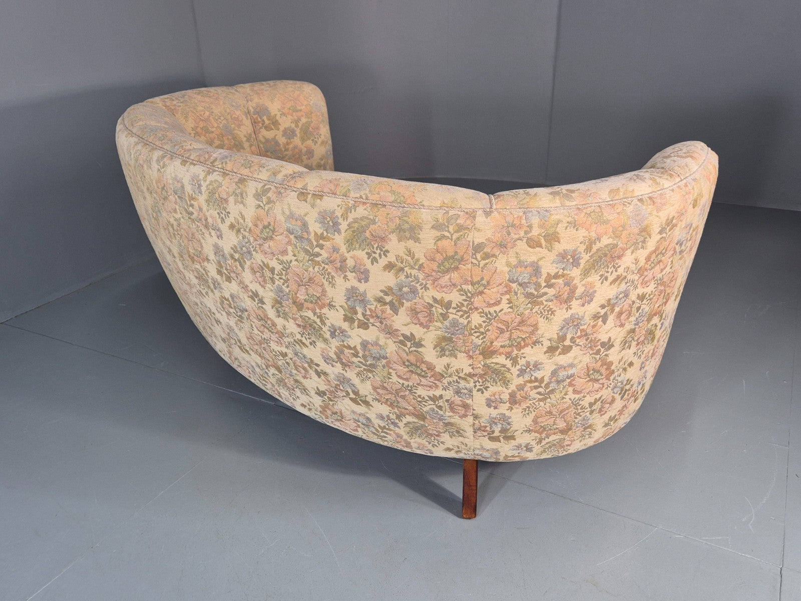 Vintage Two Seater Danish Curved Banana Sofa 1930s Art Deco Floral EB10795 V2SS16