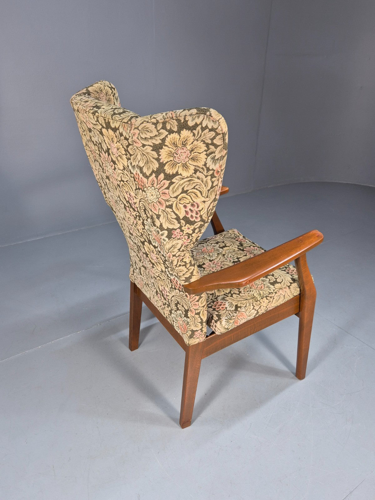 Vintage Parker Knoll Wingback Armchair 1960s Floral Print Retro EB10426 MNOR14