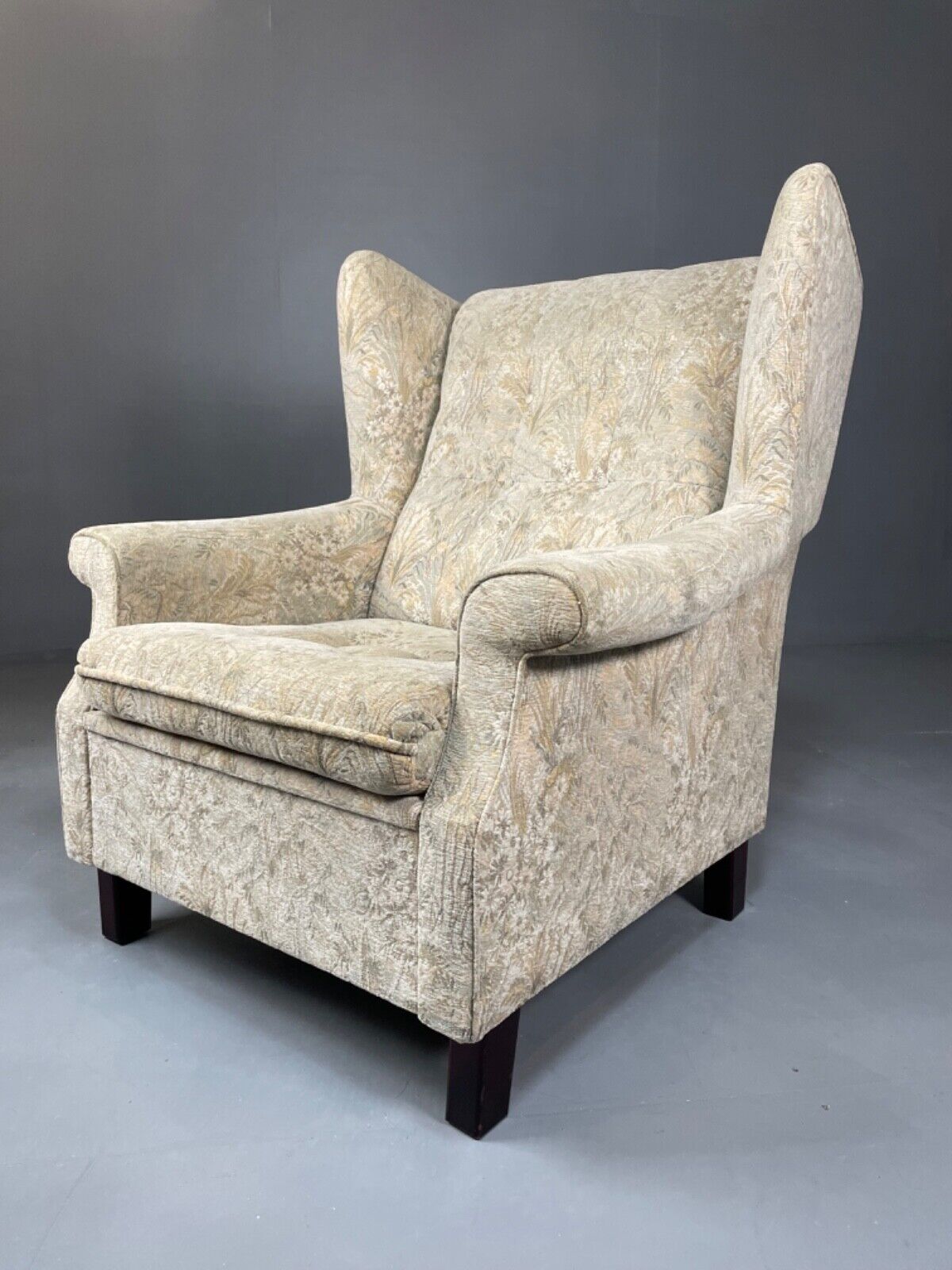 Danish Mid Century Floral Wing Back Armchair, Retro, Deco, Vintage EB4499 VCLO - UKDK FURNITURE