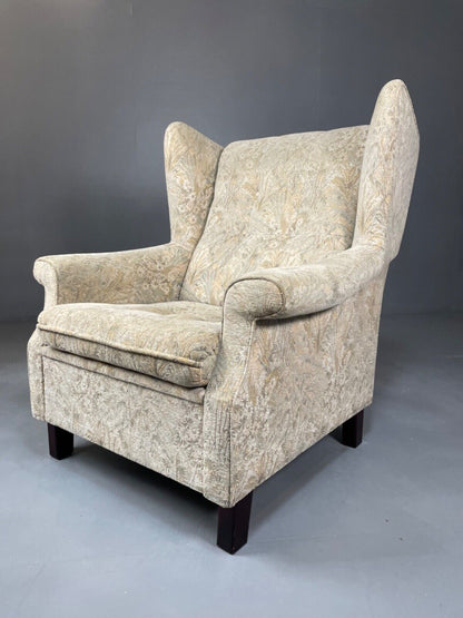 Danish Mid Century Floral Wing Back Armchair, Retro, Deco, Vintage EB4499 VCLO - UKDK FURNITURE