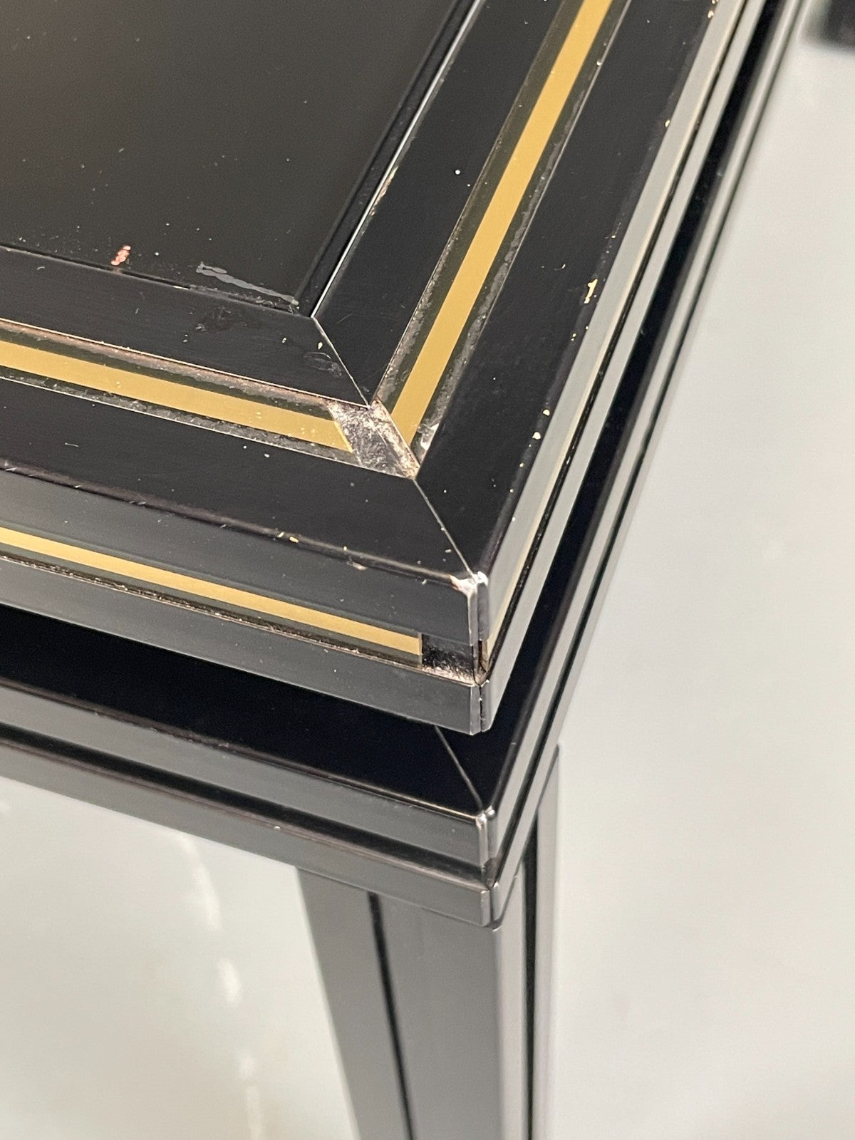 Vintage 1970s Coffee Table Pierre Vandel Black Gold Glass 1970s EB11812 MWOO12