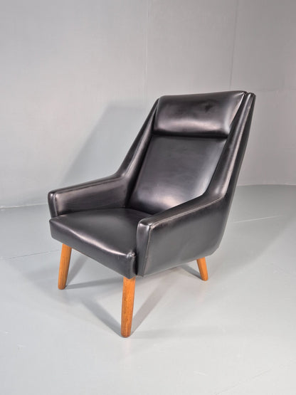 1960s High Back Lounge Chair Vintage Danish MCM Retro Teak Legs EB11330 MNOR0