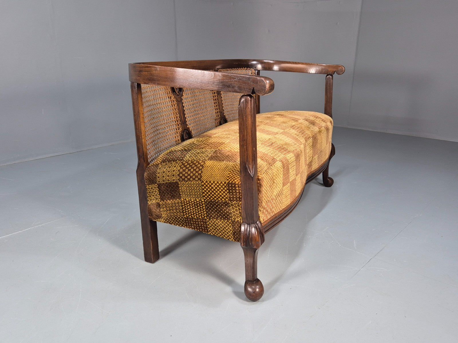 Art Deco Era Settee Two Seater Oak Frame `Bergere Back 1920s EB10692 VBER9