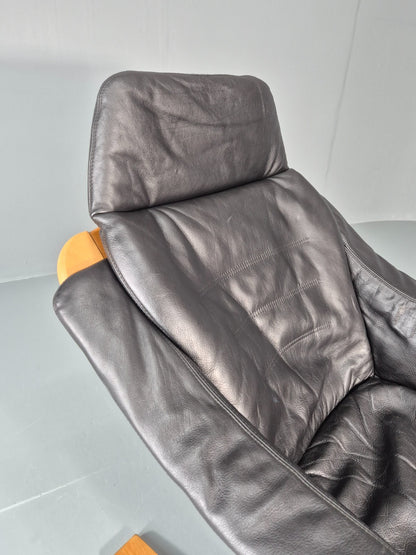 Skippers Apollo Leather Lounge Chair Bentwood Frame 1980s Retro MCM EB11290 MBEN8