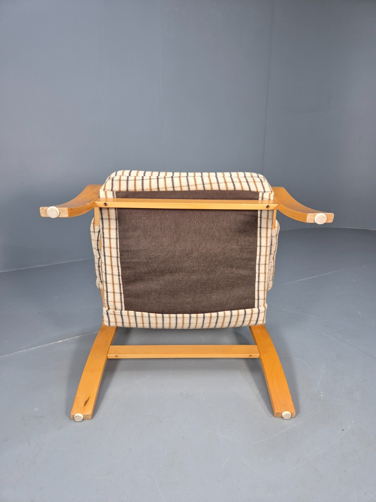 Vintage Danish Bentwood Lounge Chair Cream Wool Upholstery 1980s MCM EB9246 MBEN - UKDK FURNITURE