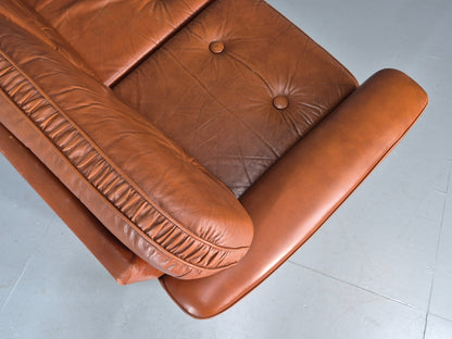 Vintage Danish 3 seater Settee 1970s Danish Tan Leather Retro MCM EB11638 M3SS11